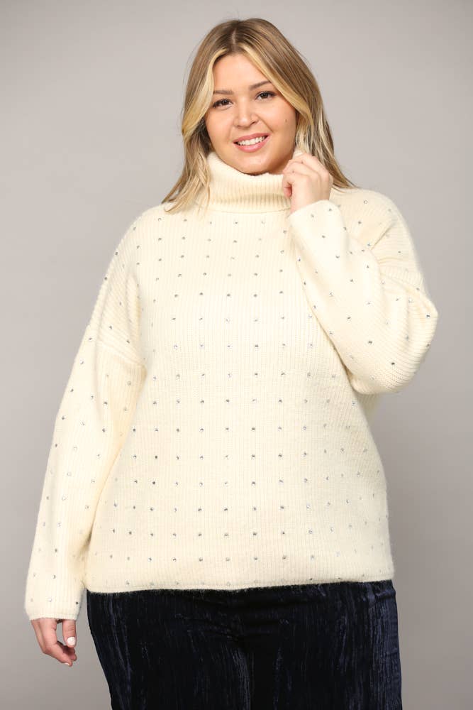 SAHNE ROLLKRAGENPULLOVER MIT STRASSVERZIERUNG FW9411P für den Großhandel auf Faire