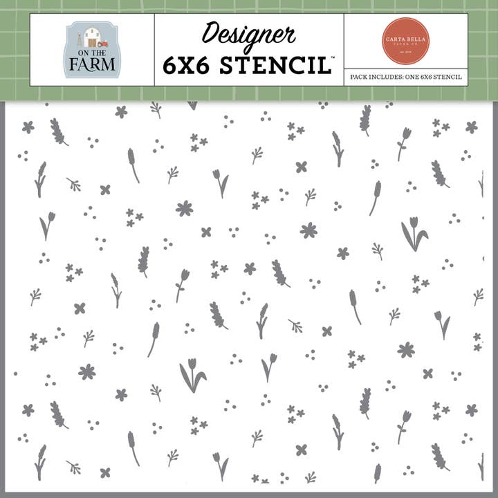 Nella Fattoria: Stencil Floreale Fresco di Fattoria per la vendita all'ingrosso da parte di Echo Park Paper Co.