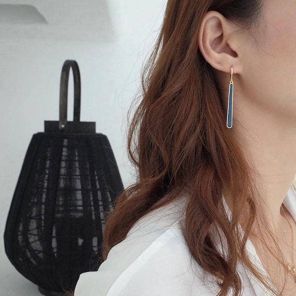 LanLivia - Venta al por mayor Pendientes colgantes - Pendientes minimalistas geométricos de esmalte azul2