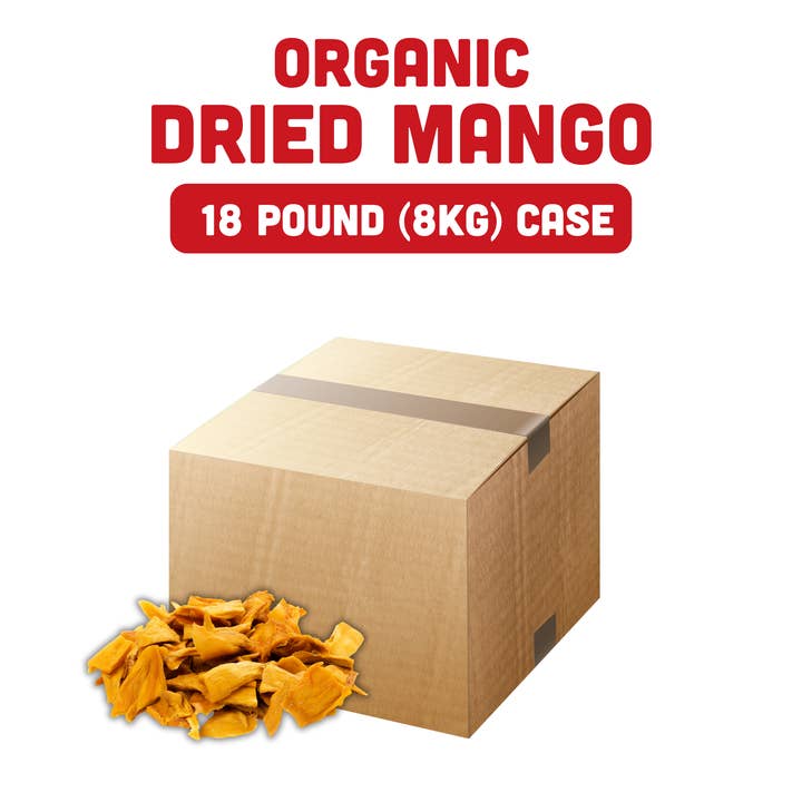 Mavuno Harvest Organics - Wholesale Dried/Dehydrated Fruit - Organic Dried Mango, 18 pound (8kg) bulk case