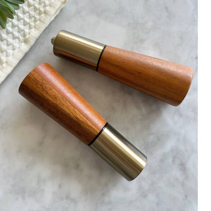 Acacia Wood Salt & Pepper Grinders for wholesale by Busa Designs