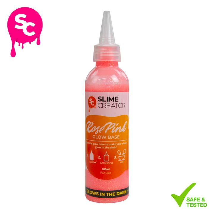 Tonic Studios - Wholesale Putty/slime – Child - Slime Creator - Glow Base Glue - Rose Pink, 180ml Bottle, Glows in the Dark, Safe & Tested, Perfect for DIY Slime Making (Pack of 5)6