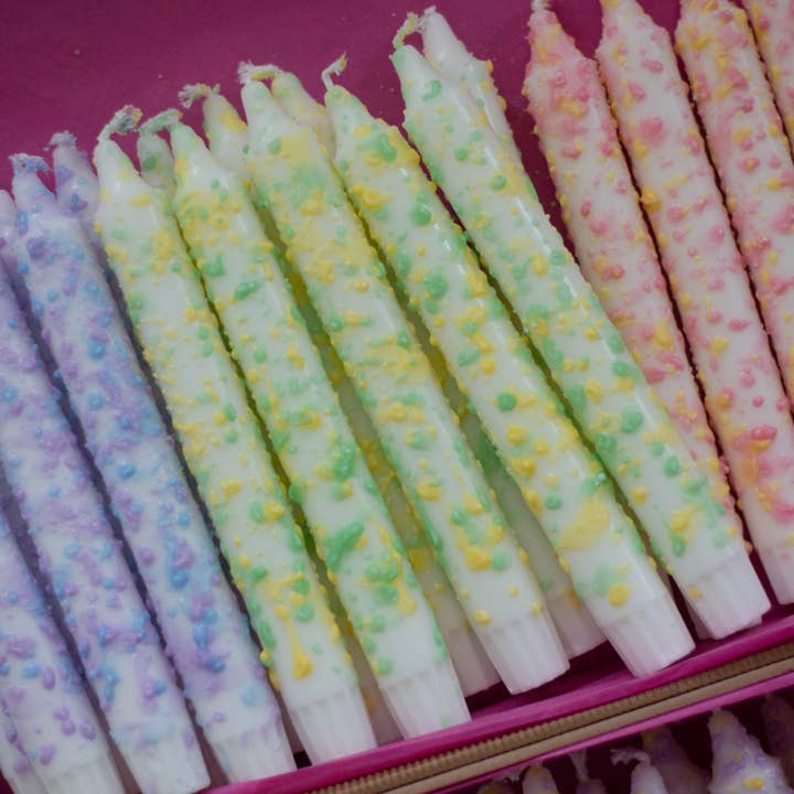 Nordtrice - Wholesale Tapered Candle/Candlestick - Taper candles- rainbow confetti lemon