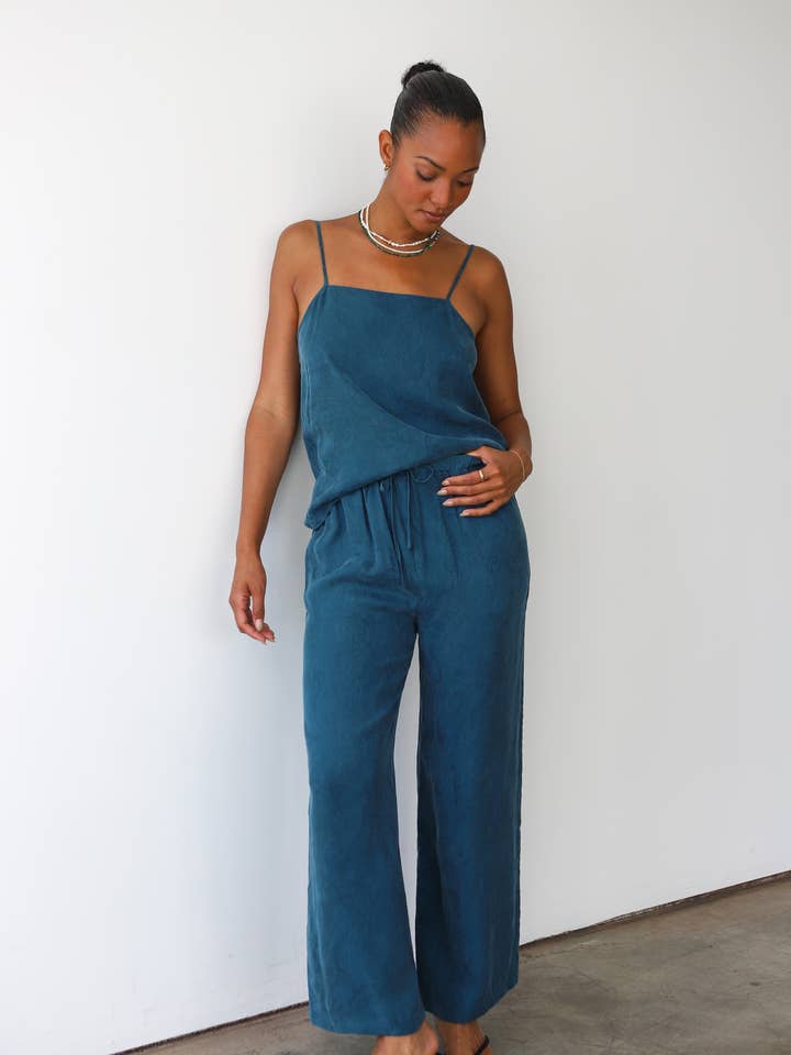 The Drawstring Pant - Teal for wholesale by Be Idle