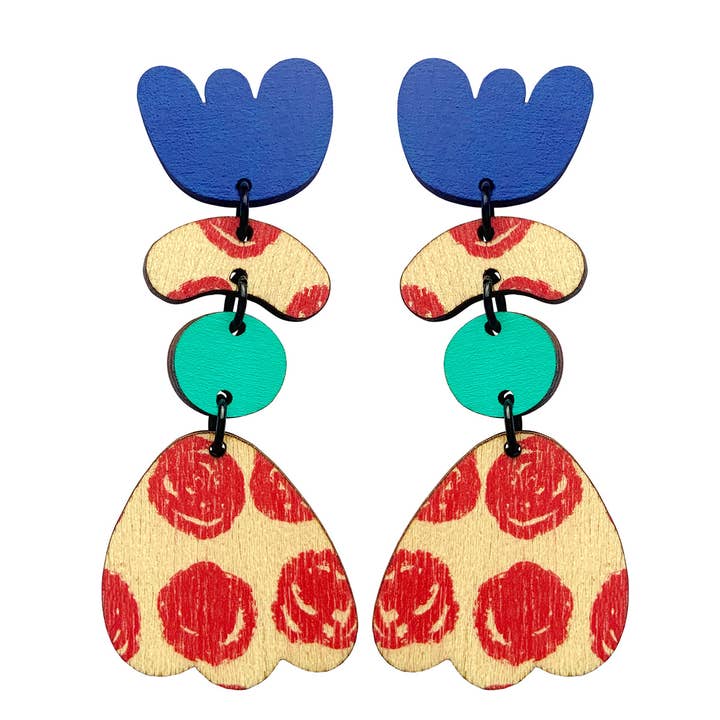 Stor Tulip 4 stykke træ dingle øreringe for engroshandel hos Scoops Design