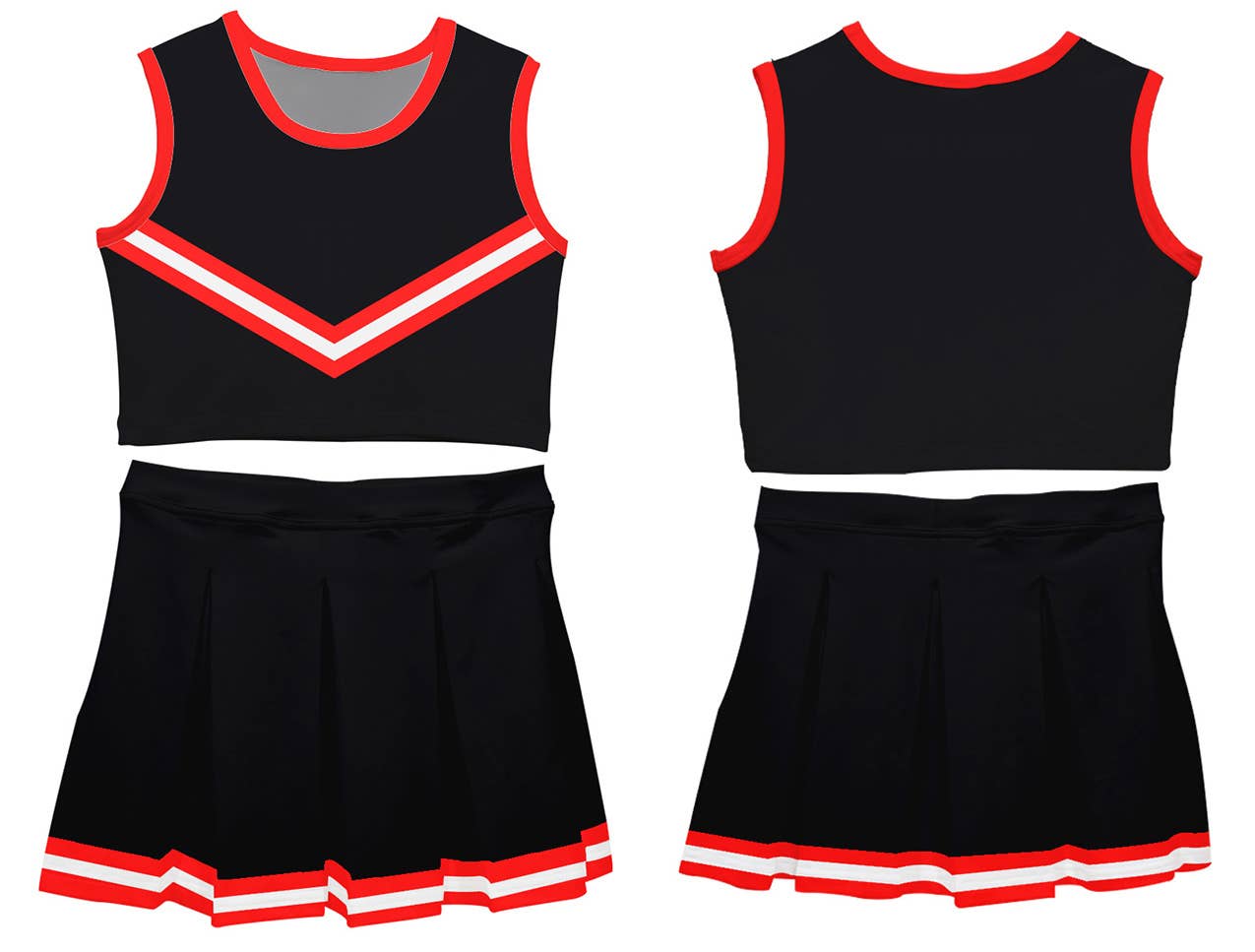 Vive La Fete - Wholesale Top & Skirt Set - Kids - Black Red Sleeveless Cheerleader Set2