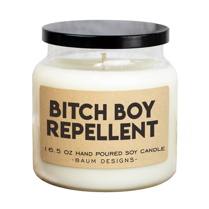 Bitch Boy Repellent Soy Candle - 16.5oz for wholesale by Baum Designs LLC