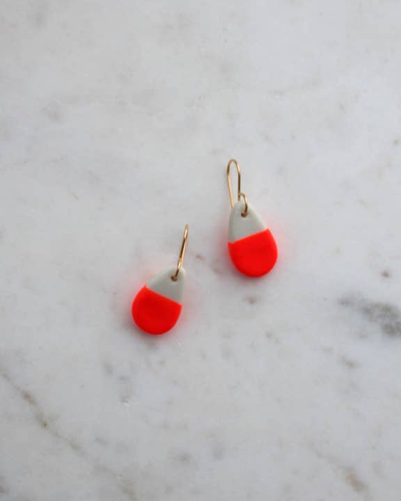 Little Lovers - Wholesale Dangle Earrings - Peekay Neon & White Porcelain Earrings4