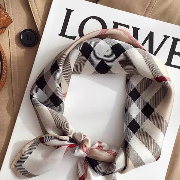 KHAKI Square Vintage Plaid Scarf for wholesale on Faire0