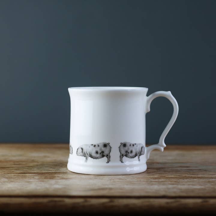 Happy Pig Fine Bone China Tankard for wholesale by Casey Allum