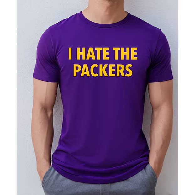 I Hate the Packers T-Shirt (Vikings Shirt) for wholesale by Small Town Clothing Company