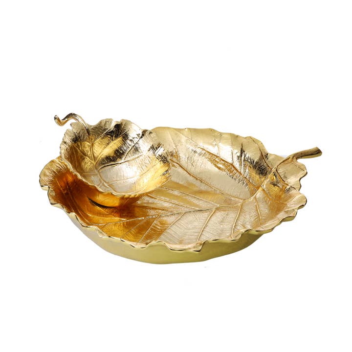 CLASSIC TOUCH DECOR INC. – wholesale Dippskål – 12,25" L Leaf Chip och Doppskål Guld