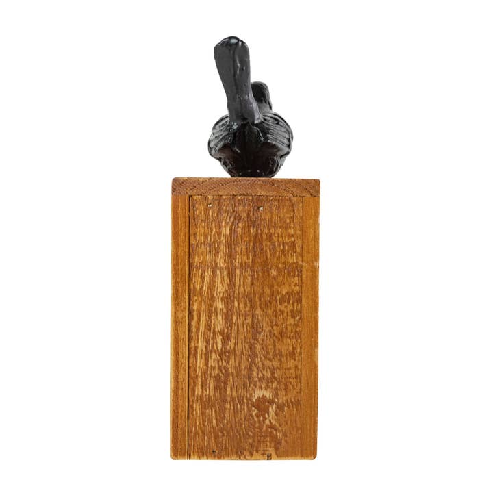 Foreside Home & Garden - Wholesale Decorative Figurine - SALE - Audrey Black Bird Figure Cast Iron Wood Base3