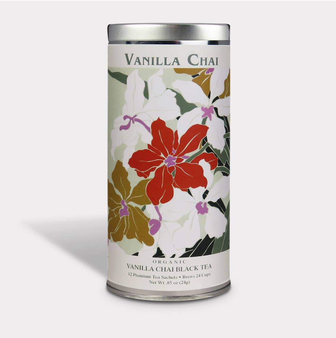 The Tea Can Company - Wholesale Tea Bags - Fluer Nuevo Vanilla Chai Black Tea-12 Tea Sachets - Tall Tin0