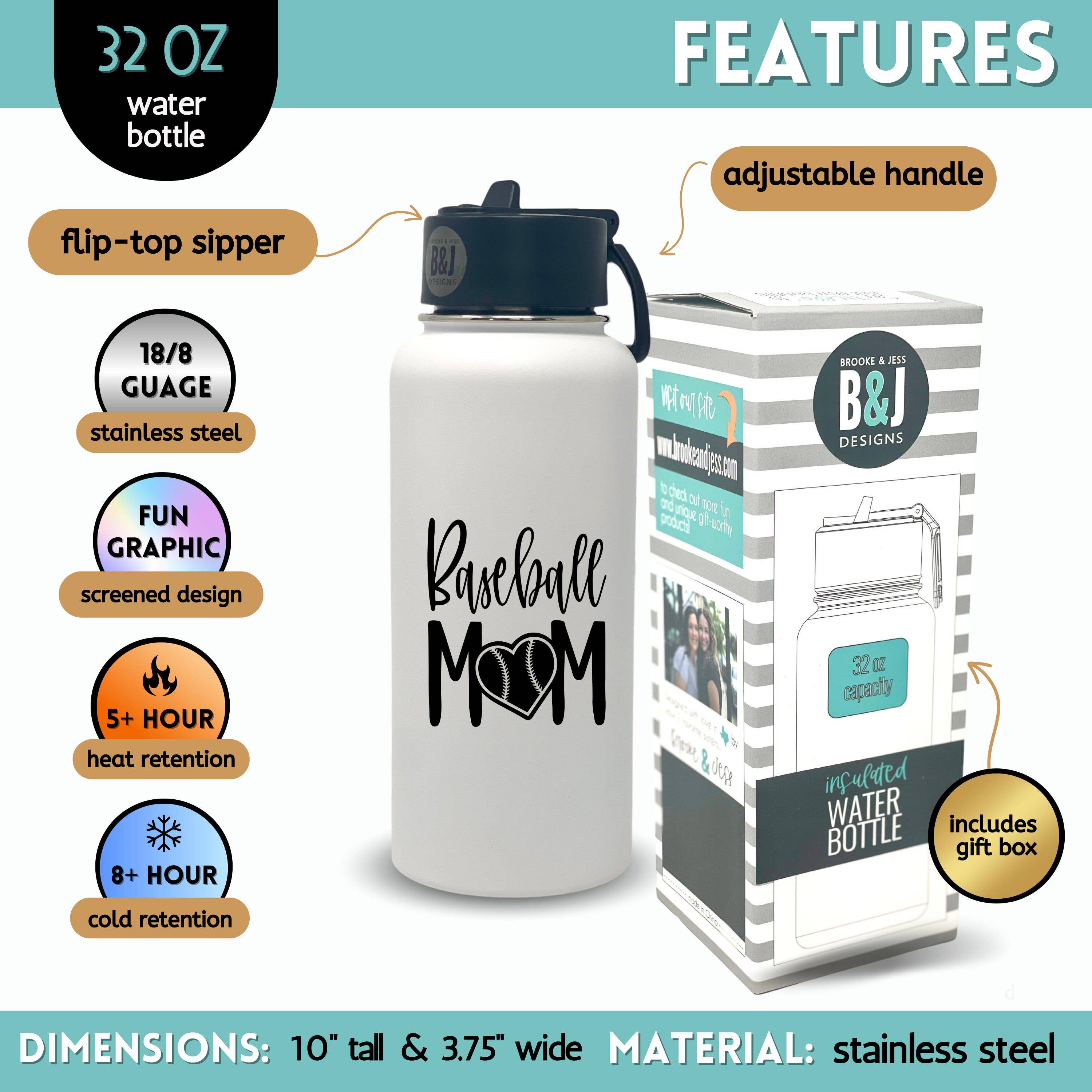 Brooke & Jess Designs – wholesale Water bottle – Insulated Stainless Steel Water Bottles for Sports Moms2