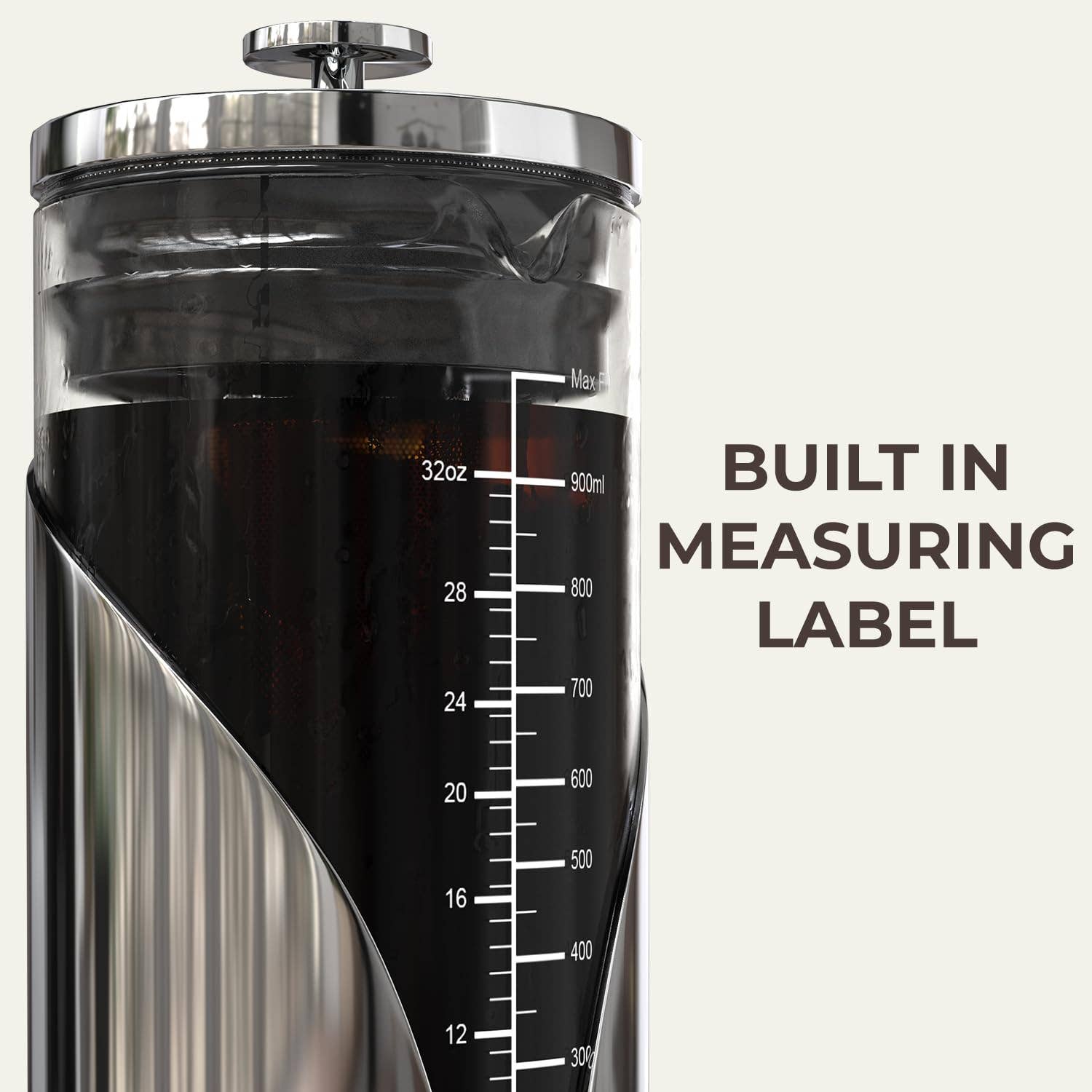 Infinite Basics – Máquina de café por atacado – Cafeteira de Café Cold Brew Cafe Du Chateau - Jarra de Café e Chá Gelado Hermética de 34oz com Rótulo de Medição, Filtro de Aço Inoxidável, Ideal para Armazenamento no Frigorífico6