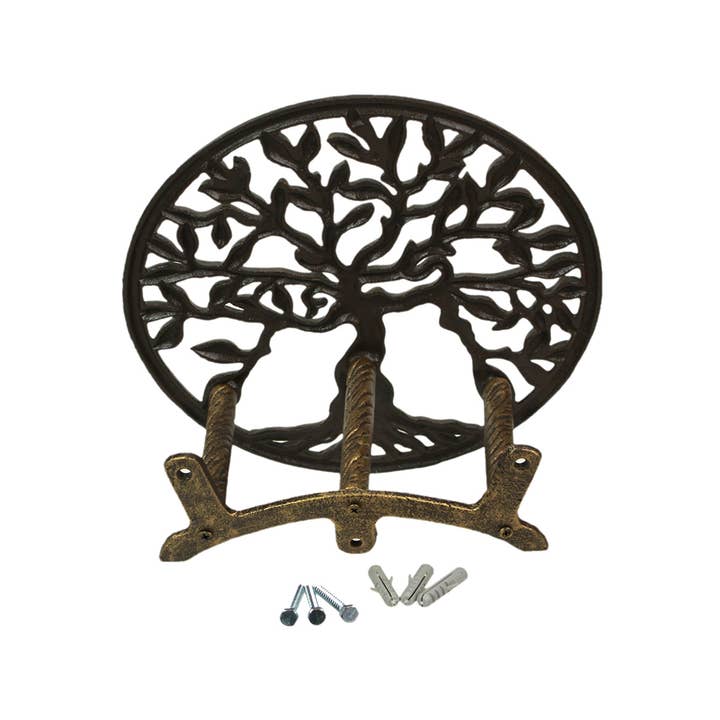 Zeckos - Wholesale Outdoor Ornament/Decor - Cast Iron Tree of Life Decorative Garden Hose Hanger 12-Inch3