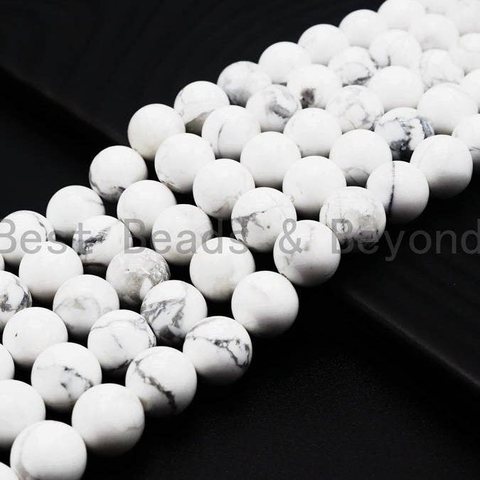 Cuentas de howlita redondas lisas y facetadas naturales, 4 mm/6 mm/8 mm/10 mm, cuentas de howlita natural, SKU #U251 para venta al por mayor de BestBeads&Beyond