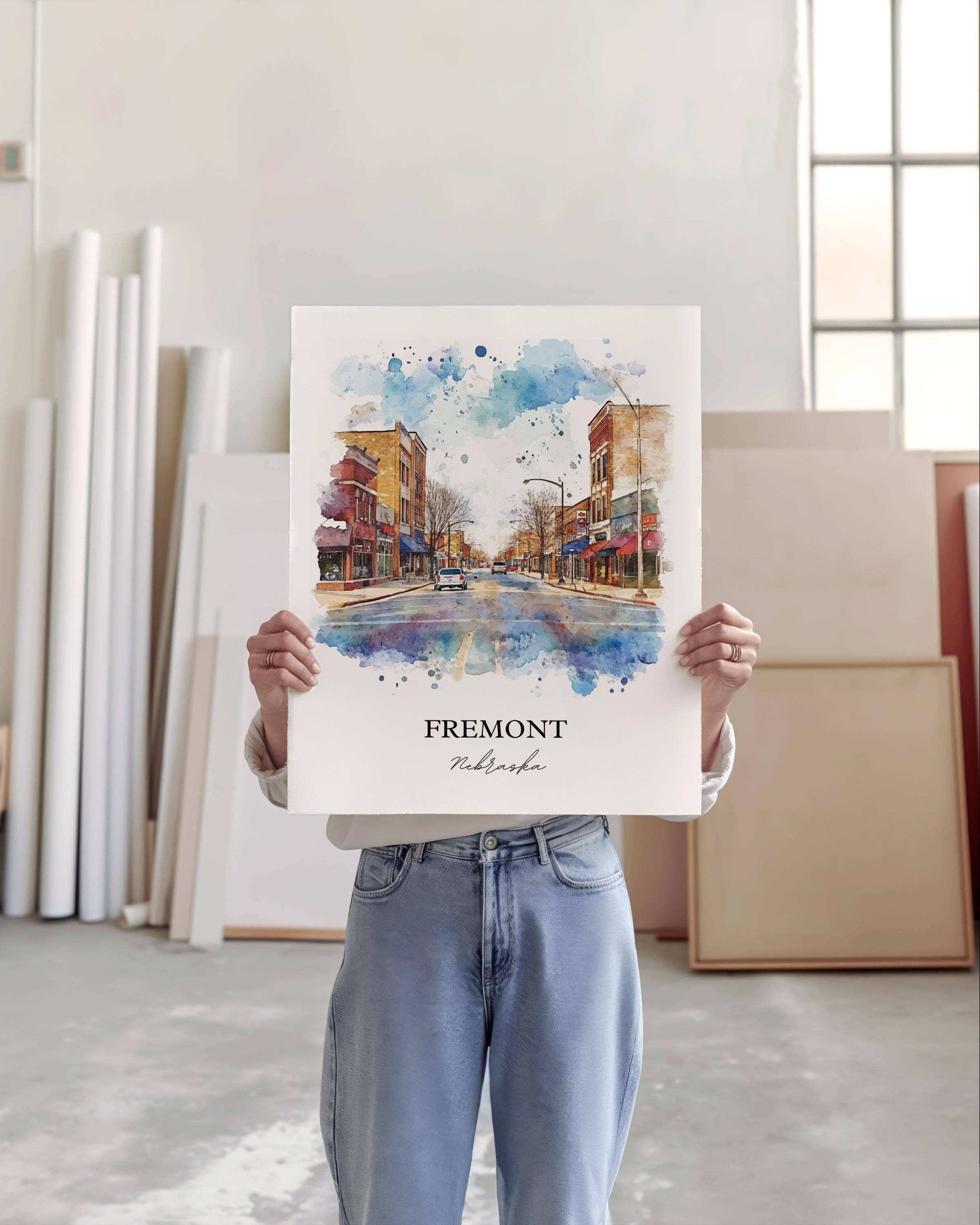 Premium Travel Art - Wholesale Art Print - Fremont Nebraska Wall Art, Dodge County NE Print, Nebraska Watercolor Art, Fremont NE Gift, Travel Print, Travel Poster, Housewarming Gift5