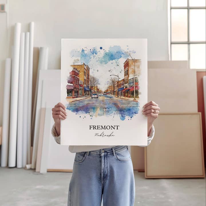 Premium Travel Art - Wholesale Art Print - Fremont Nebraska Wall Art, Dodge County NE Print, Nebraska Watercolor Art, Fremont NE Gift, Travel Print, Travel Poster, Housewarming Gift5
