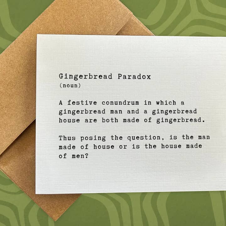 Gingerbread Paradox – A2 Christmas Greeting Card for wholesale by Happy Turtle Greetings