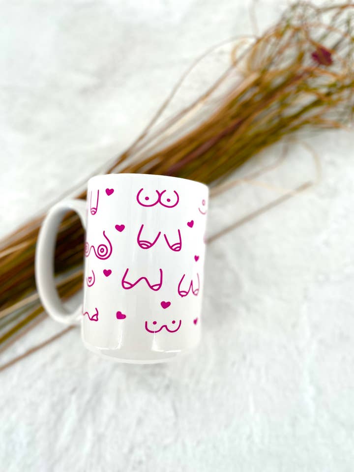 Boob Mug Breast Cancer Awareness for wholesale by Simply Grateful Designz
