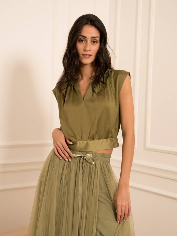 Maguie back-tie crop top - CK08161-1 for wholesale by CHOKLATE PARIS