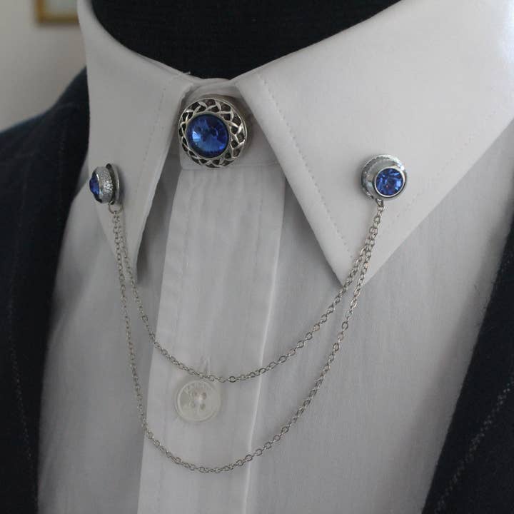 Jacket Shirt Lapel Pin Set, Collar Chain Brooch, Shirt Chain for wholesale by COOLMENCLUB