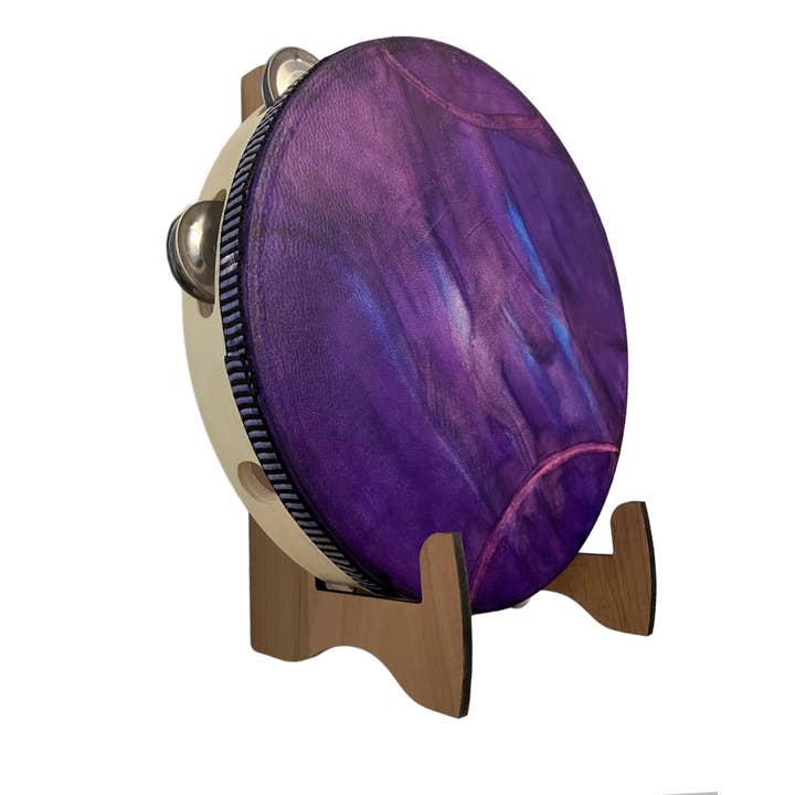 inRhythm - Venta al por mayor Escultura - Pandereta morada de 10 pulgadas con soporte de exhibición iluminado opcional
