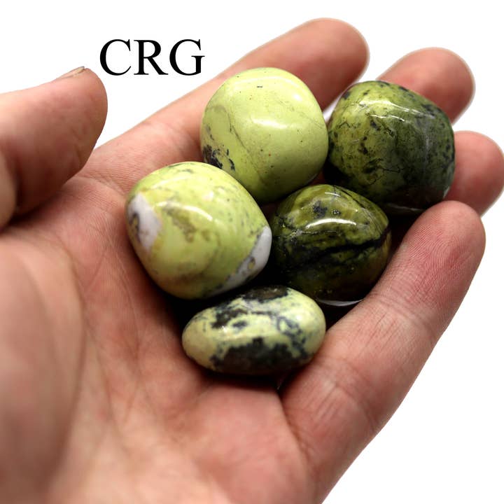 Crystal River Gems LLC - Wholesale Spiritual Stone/Crystal - 1 Piece - Peru Green Serpentine Tumbled / 25-35 MM AVG2