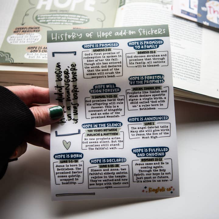 History of Hope ADD-ON Sticker Sheet for wholesale by Kingfolk Co