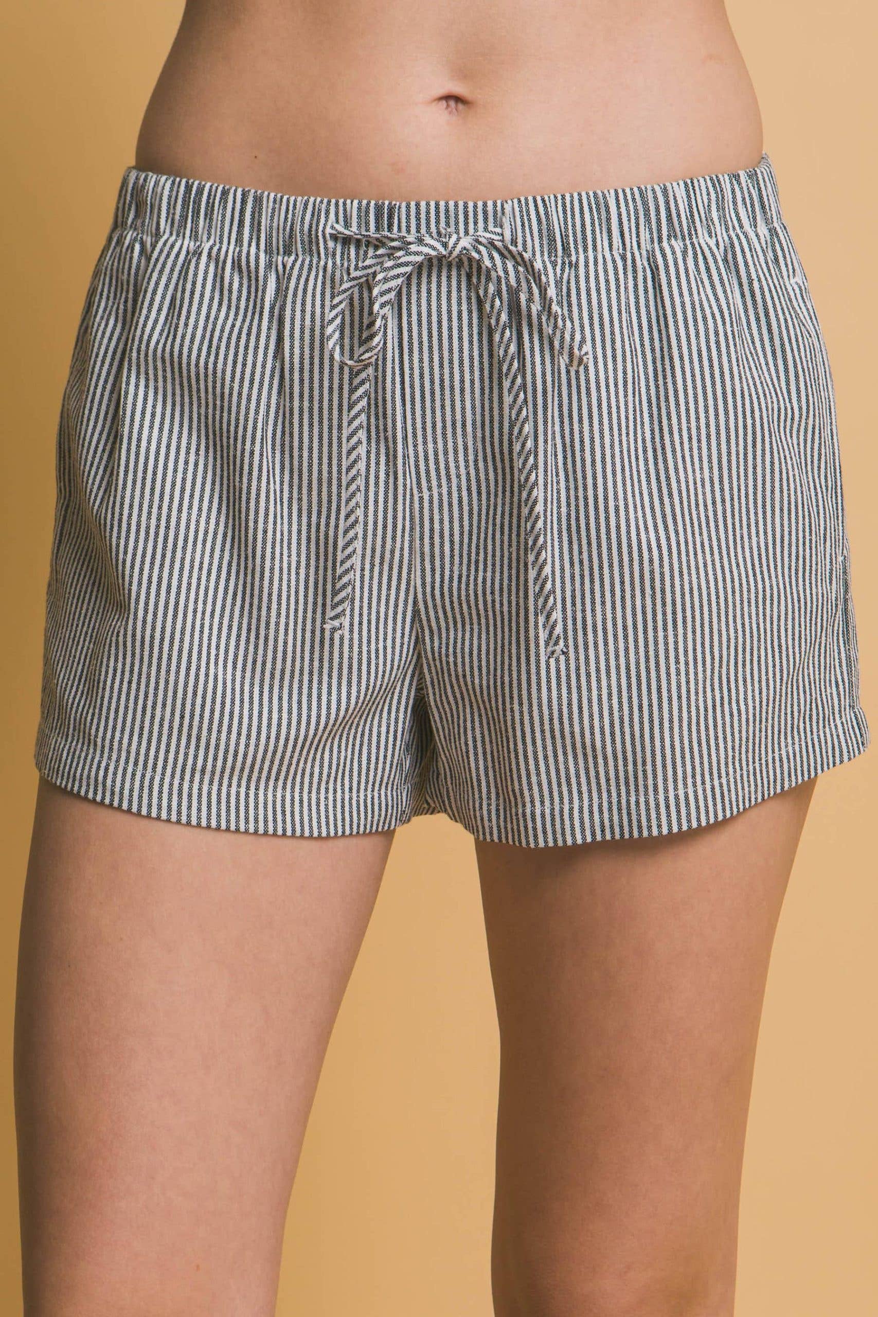 Vanilla Monkey - Wholesale Shorts - Women's - Low- Rise Stripe Linen Shorts0