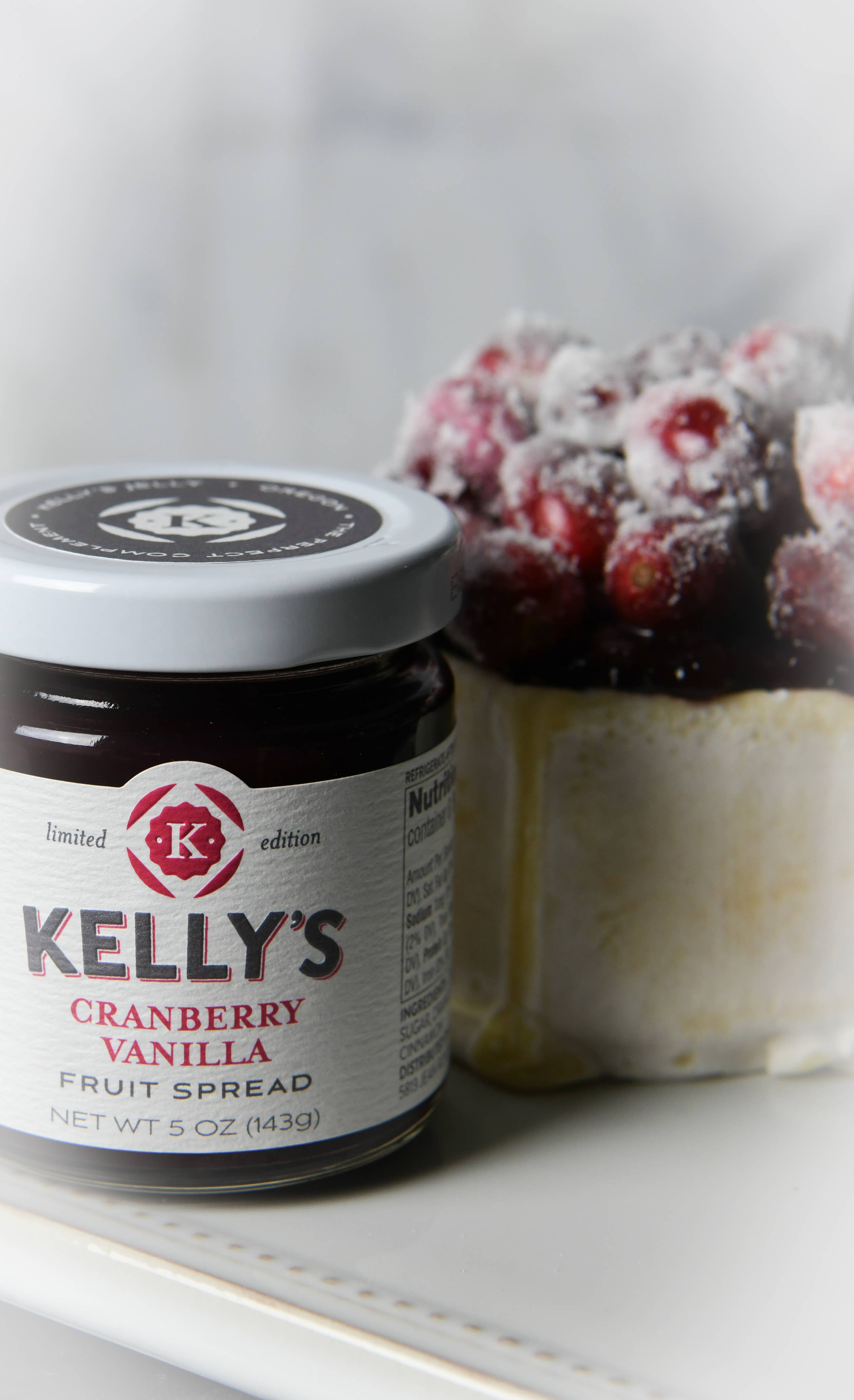 Kelly's Jelly - Wholesale Jam/Jelly - 4.7oz Kelly's Cranberry Vanilla Fruit Spread 2
