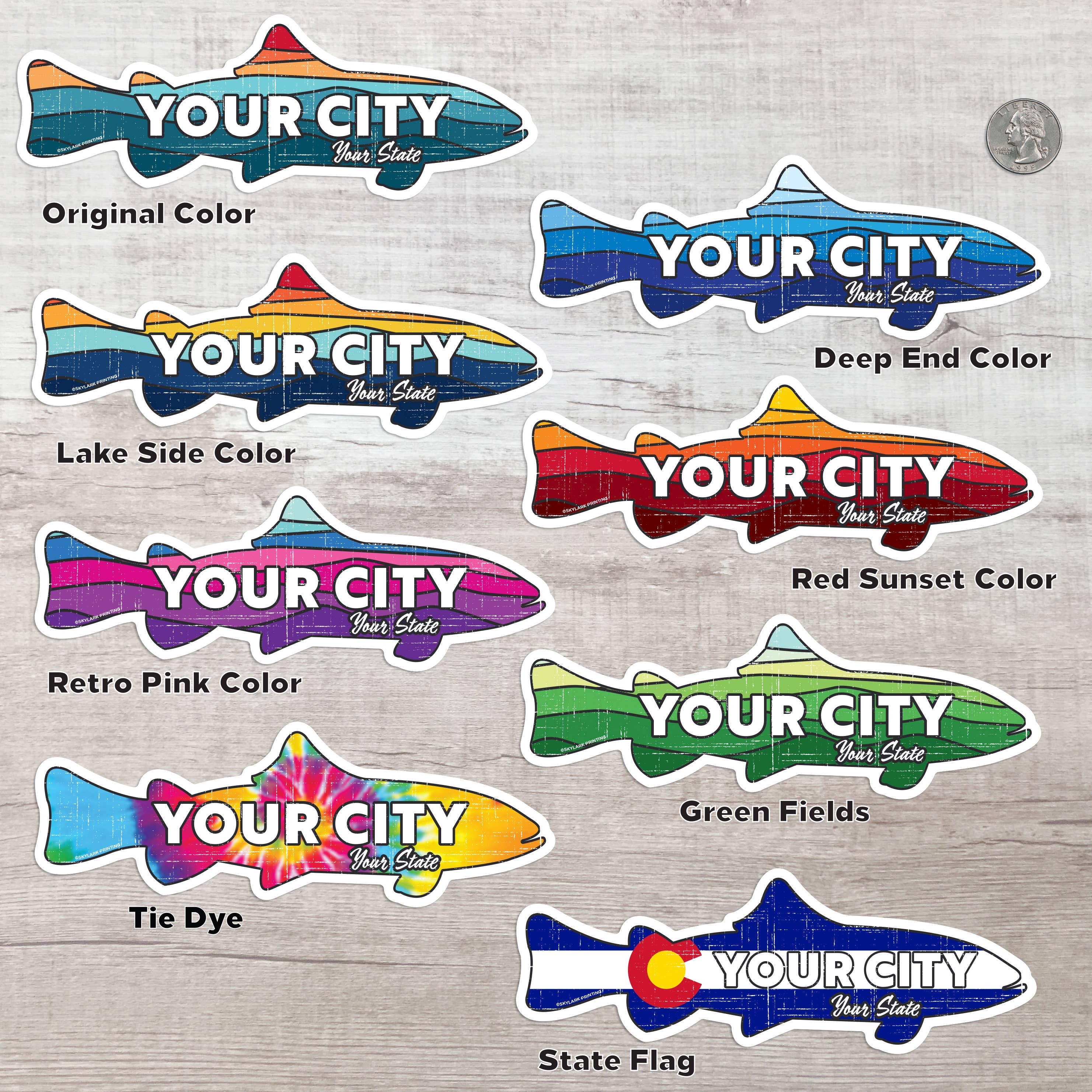 Skylark Printing - Wholesale Sticker - Custom Trout Souvenir Fish Sticker with Your Text10