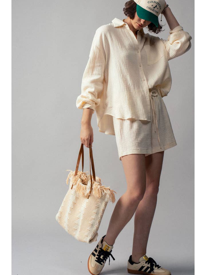 Urban Daizy - Wholesale Lounge Set - Women's - Crinkle Cotton Gauze Resort Button-Up Set33