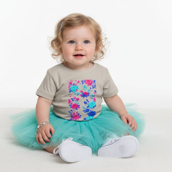 Baby-T-Shirt – Leuchtendes, florales Design mit Aquarellblumen für Mädchen für den Großhandel von IAKAM