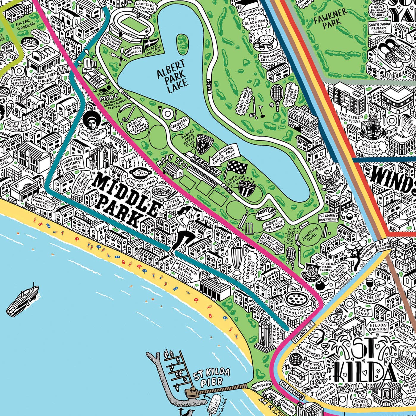 Evermade - Wholesale Art Print - Hand Drawn Map of Melbourne Art Print19