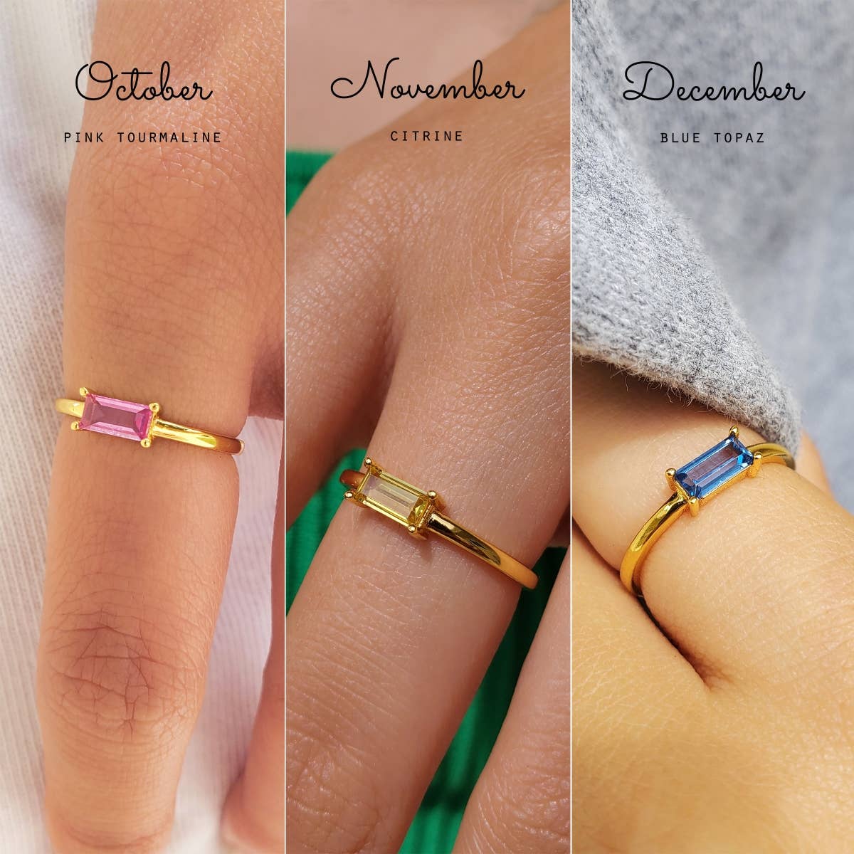 HolyBang Jewels - Vendita all'ingrosso Anelli con pietra singola/solitario - ANELLO PORTAFORTUNA BAGUETTE - R-FT1160GOLD5