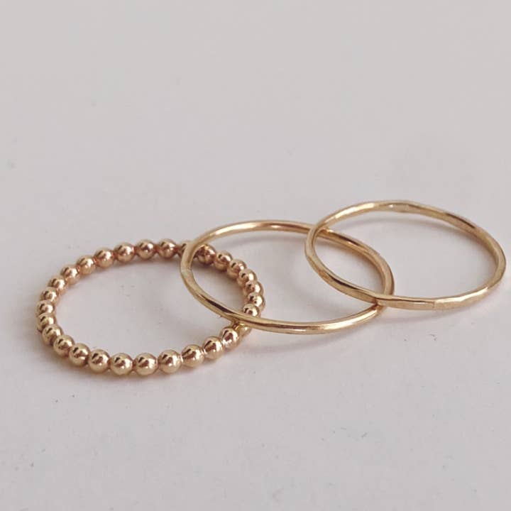 AVA Handmade Jewelry - Wholesale Band/Stacked Ring - Stacking 3 rings set, stackable, beaded, hammered ,thin