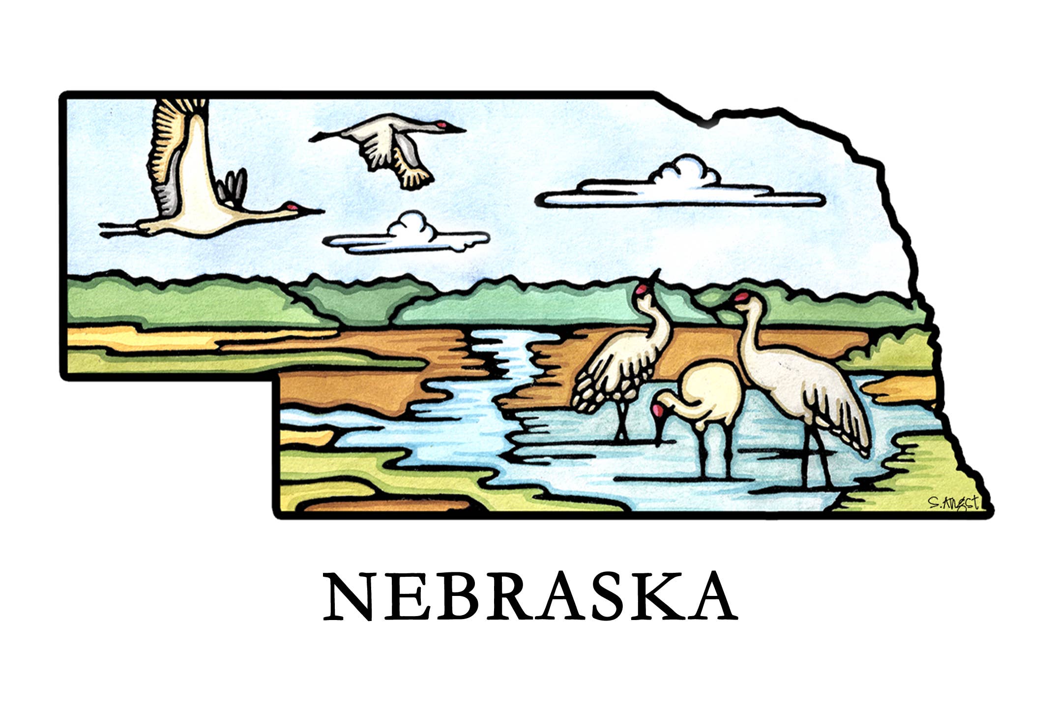 Sarah Angst Art - Wholesale Postcard - Custom Name Dropped State Postcards - Pack of 10013