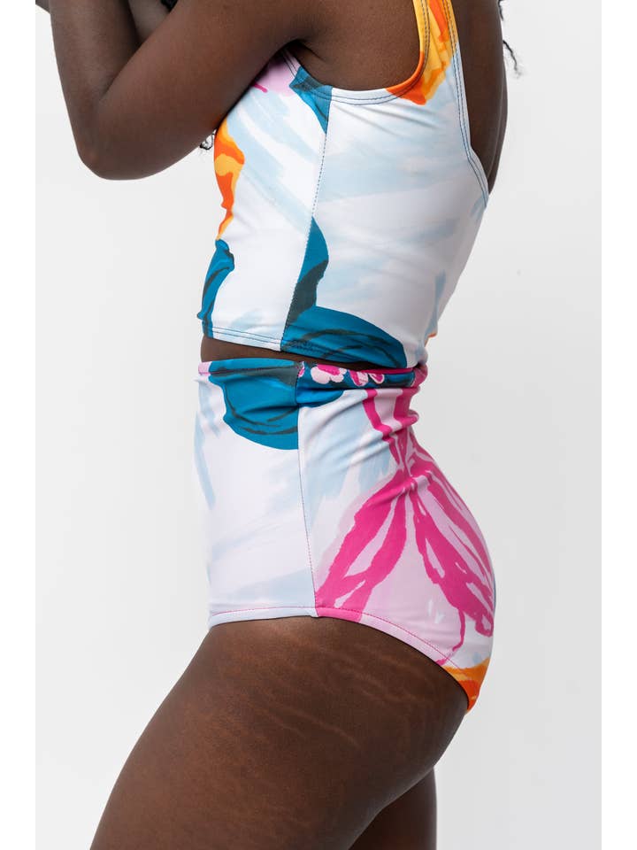 Coral Reef Swim - Wholesale Swim Bottoms - Women's - Floral Fusion/Hibiscus Reversible Midi Swim Bottoms1