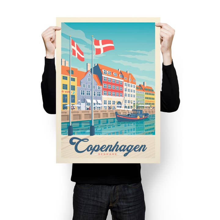 Olahoop Travel Posters - Wholesale Poster - Copenhagen Nyhavn - Denmark travel poster2