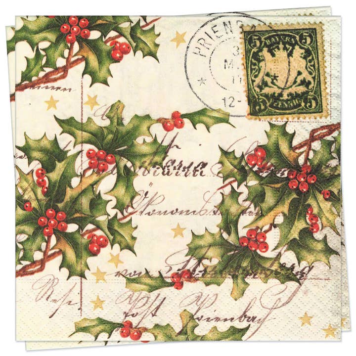 Xmas Letter Luncheon Napkin for wholesale by Twilight Collection