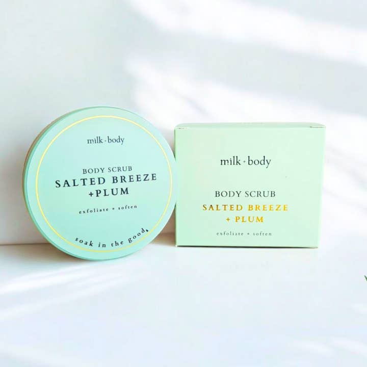10 oz Body Scrub | Salted Breeze + Plum for wholesale by Milk + Body