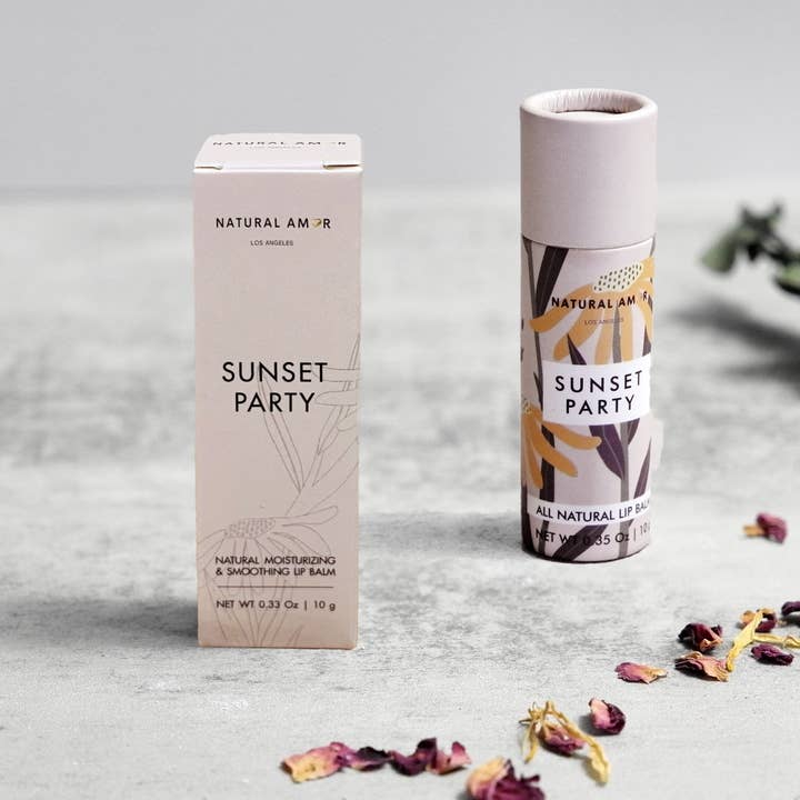 Natürlicher Lippenbalsam Sunset Party aus Papierhülse | Zitrus | Zero Waste für den Großhandel von Natural Amor LLC