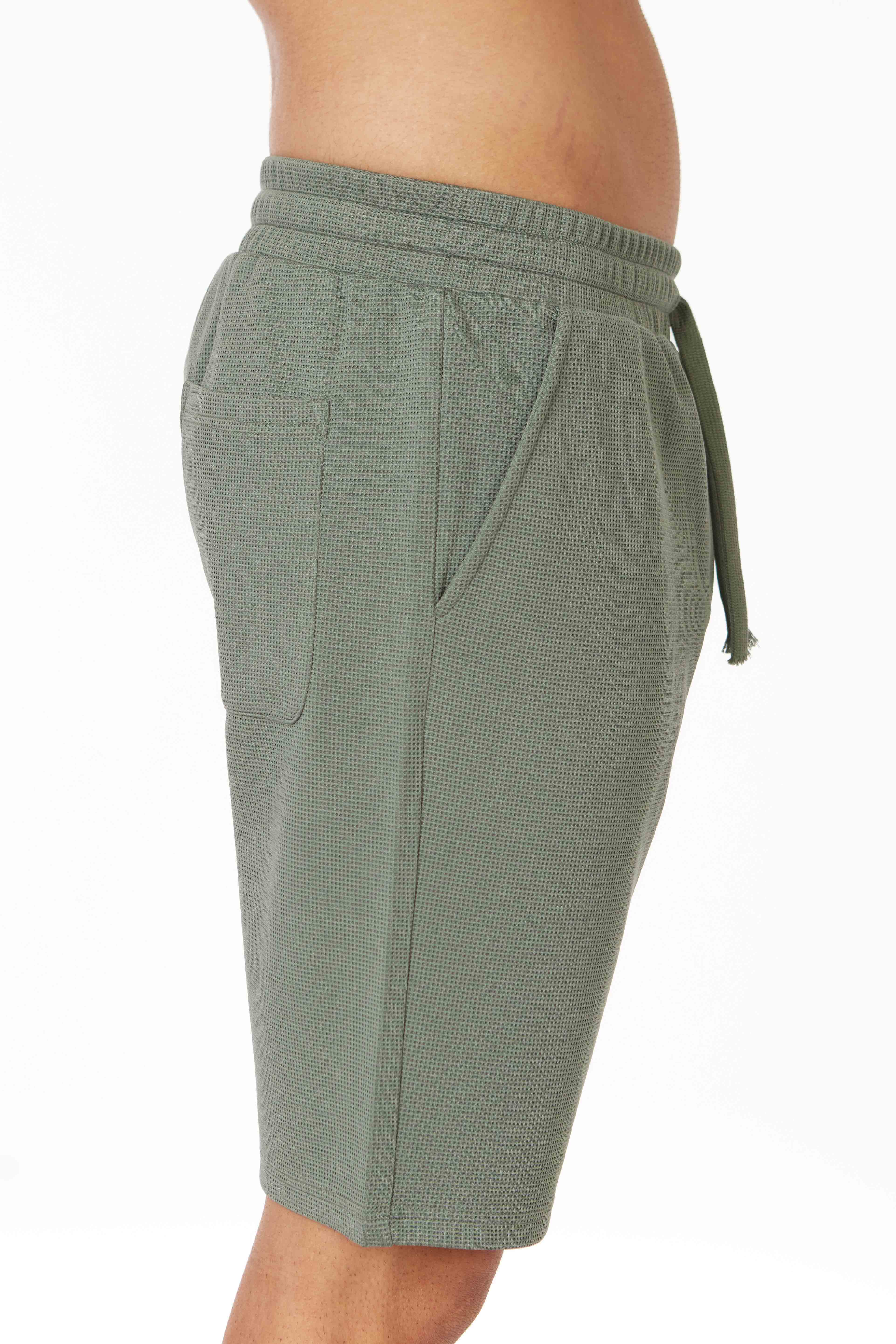 HB-4-88 (VERDE) Pantaloncini Testurizzati a Maglia a Vestibilità Ampia da Uomo in vendita all'ingrosso su Faire1