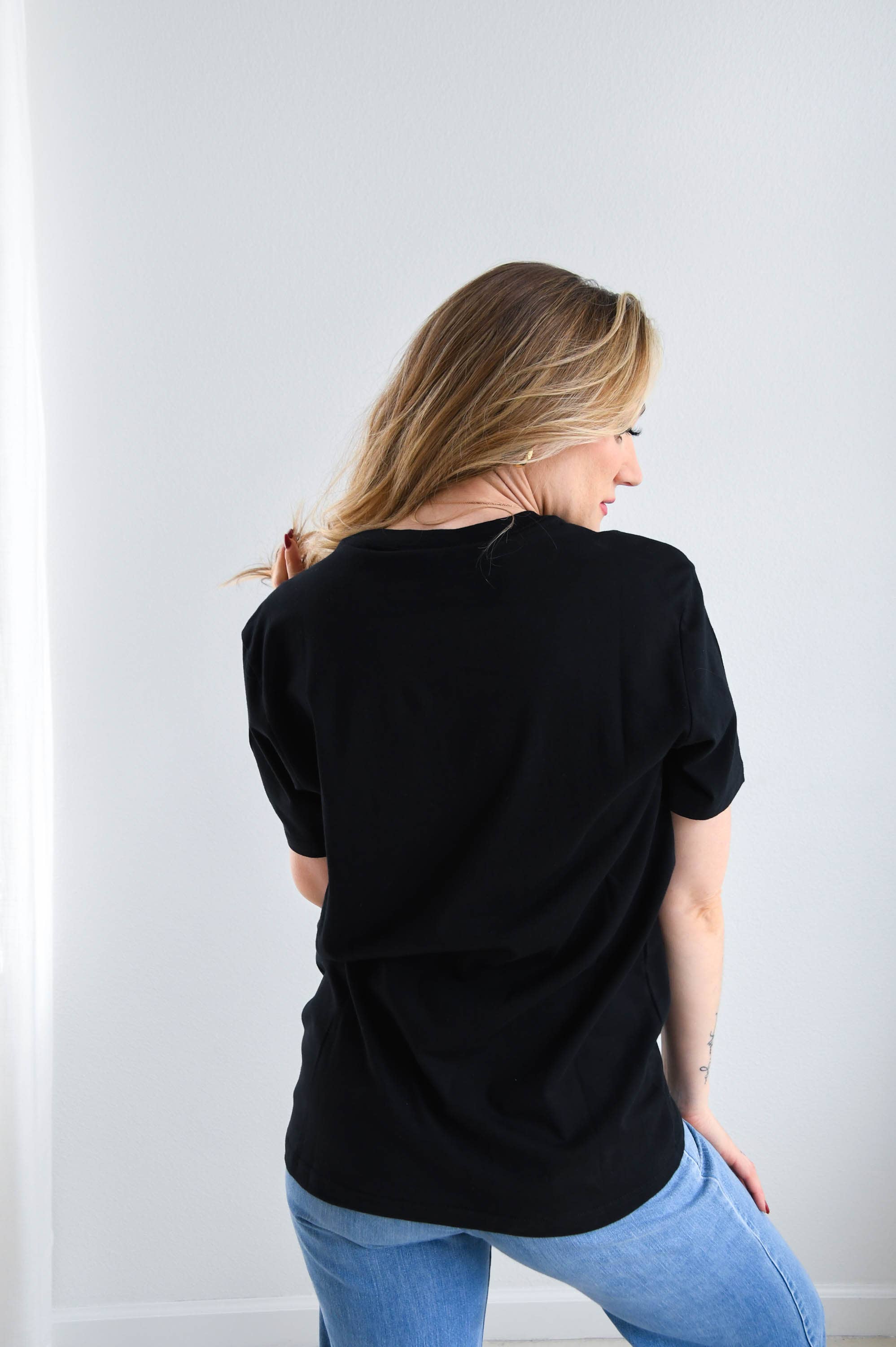 Gameday Social Apparel Co.® - Wholesale Screen Printed T-Shirt - Women's - Nebraska Vintage 81 Embossed Comfort Tee1