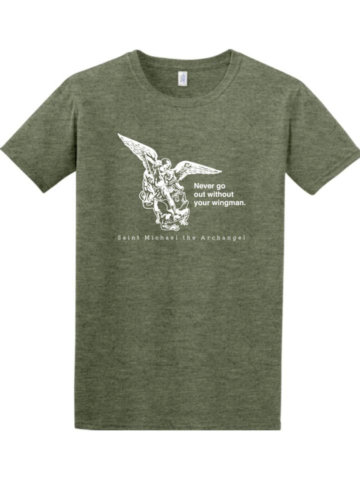 Sock Religious - Wholesale Screen printed t-shirt – unisex - Never Go Without Your Wingman - St. Michael the Archangel Adult T-Shirt5