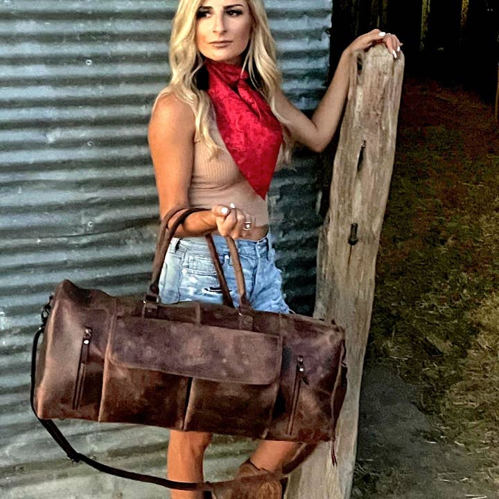 Ranch Junkie - Wholesale Weekender Bag - Unisex - Denali Vintage Saddle Leather Weekender Leather Duffel Bag7
