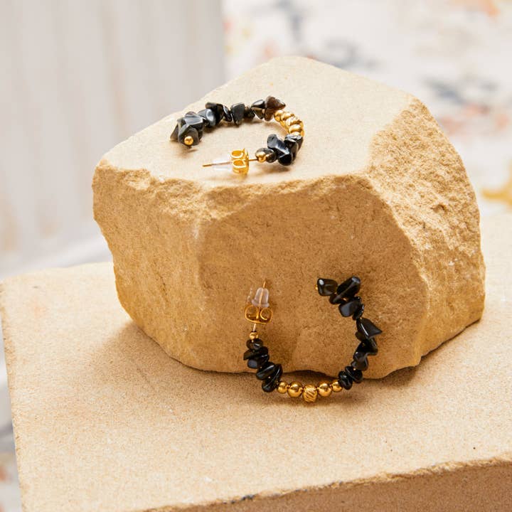 Lovelika - Wholesale Single Earring - Hoop earrings set with natural stones - Beatrix1